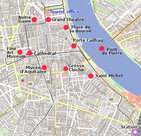 Plan of central Bordeaux