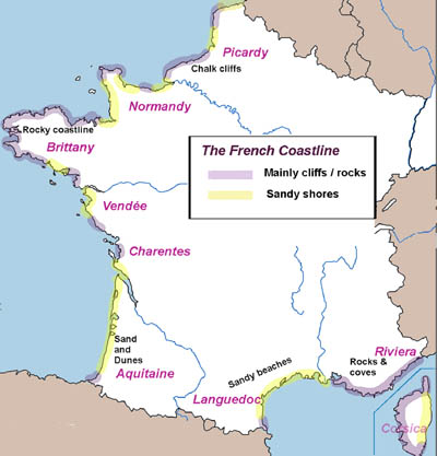 Map of French coast