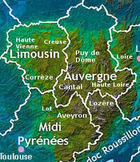 Massif central départements